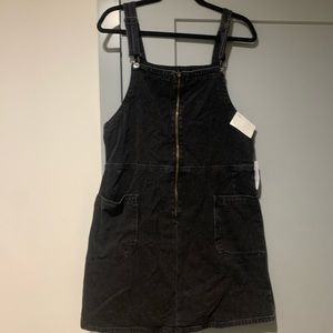Denim Overall Dress - Washed Black